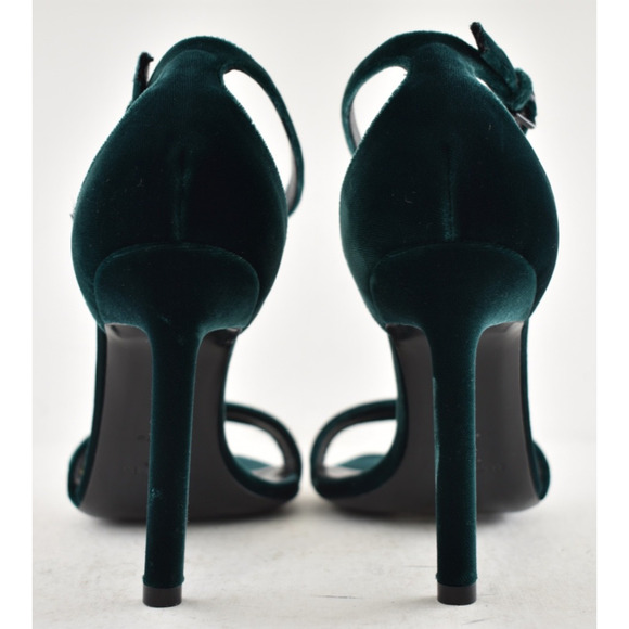 Saint Laurent Amber 105 Malachite Green Velvet Ankle Strap Sandal Pump Heel 36 - Picture 13 of 14